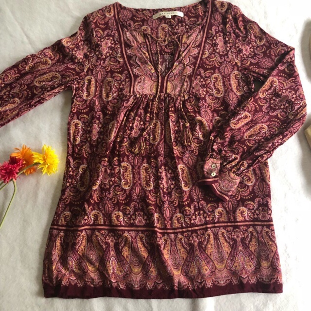 ✨Max Studio Boho Burgundy Paisley Blouse✨